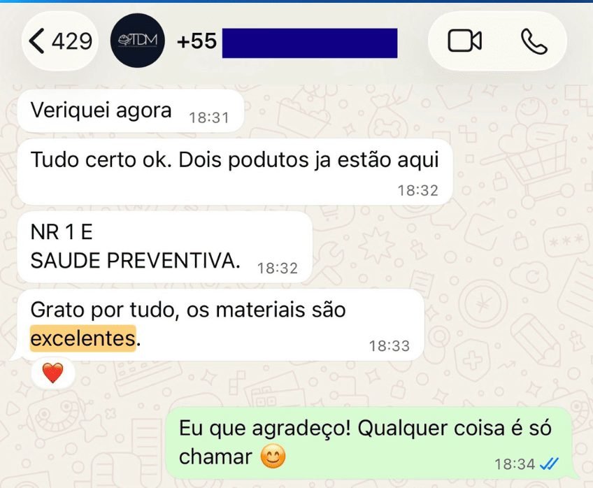 Cliente que adquiriu NR-1 e Saúde Preventiva
